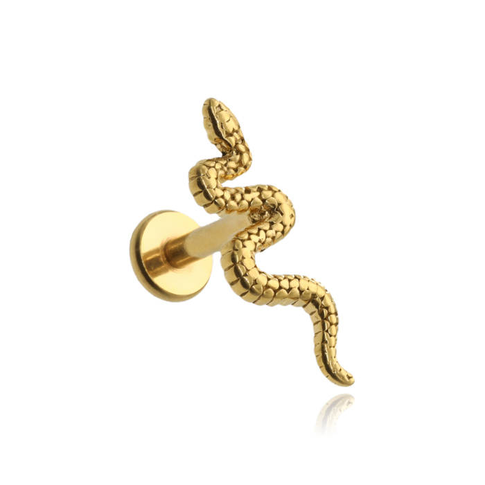 Kolczyk labret złoty wąż - LGW-041