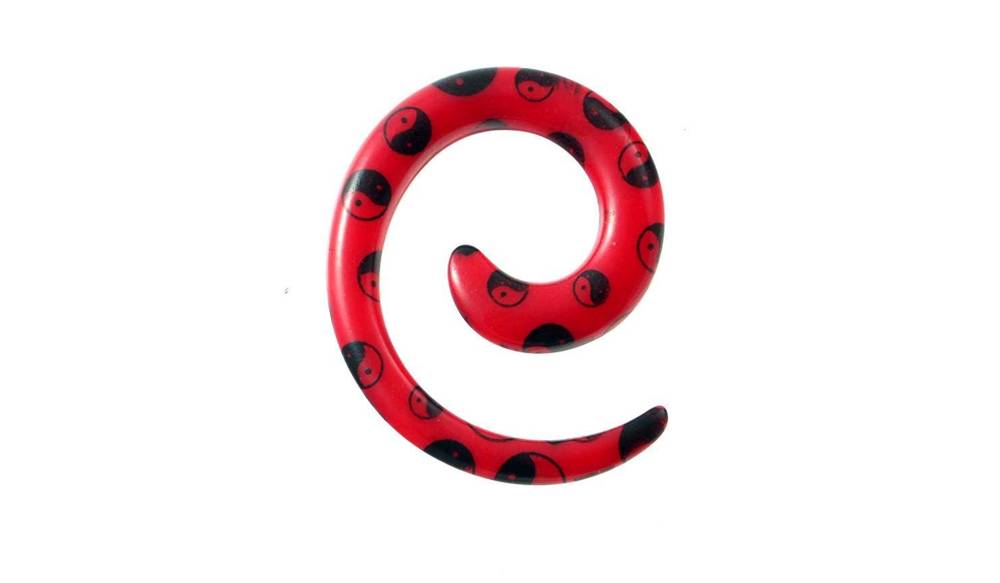 Spirala do uszu - czerwona yinyang - RS19